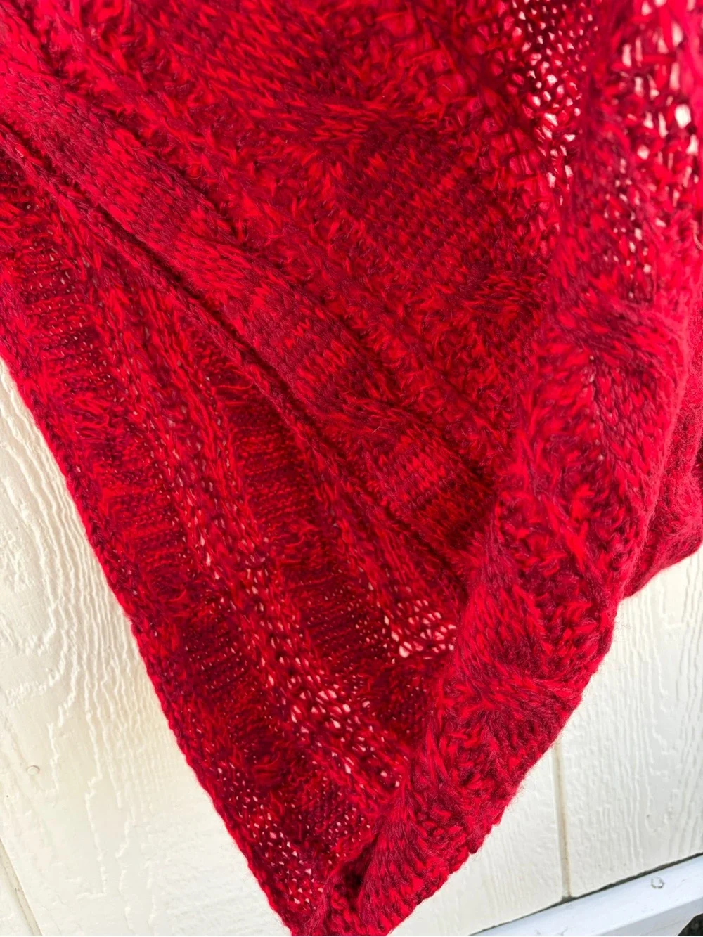 Unisex Large warm knitted long winter scarf Red